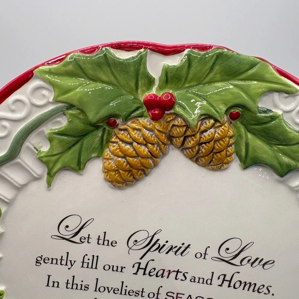 Cracker Barrel Season of Peace Christmas Cake Plate 11.5
